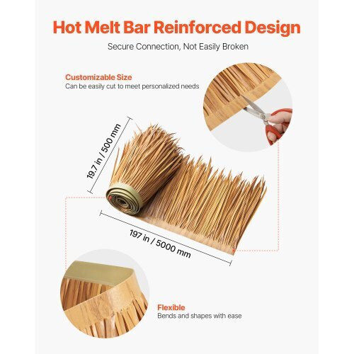 Vevor 1.6x16.4 Ft Artificial Thatch Roofing Mexican Tiki Hut Grass Skirt Roof