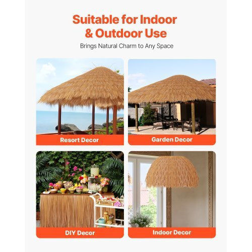 Vevor 1.6x16.4 Ft Artificial Thatch Roofing Mexican Tiki Hut Grass Skirt Roof