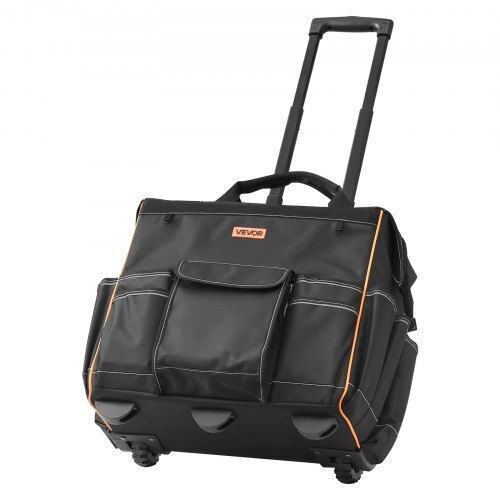 Vevor Rolling Tool Bag 25 Pockets Heavy Duty Roller Tool Bag Telescoping Handle