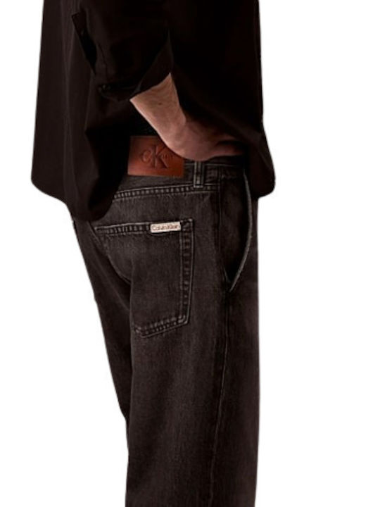 Ανδρικό Παντελόνι Τζιν με Loose Tapered Εφαρμογή Tumbled Black