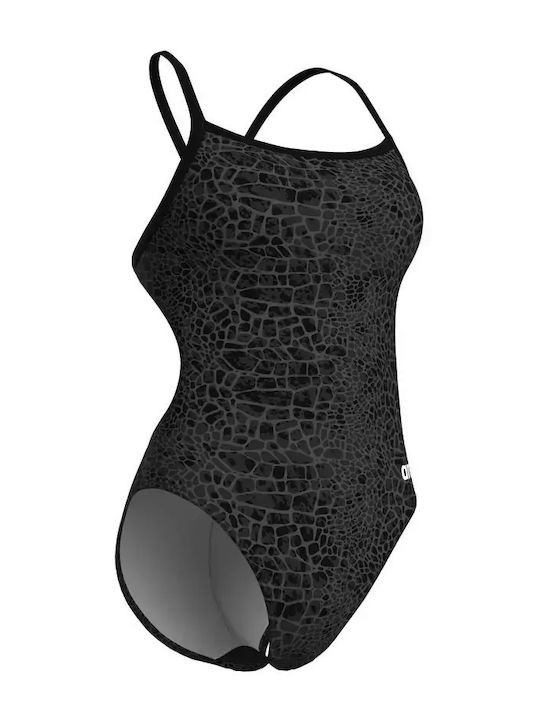 Sportliches Badeanzug Tierdruck Schwarz