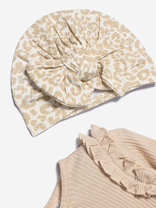 Funky Set Babystrampler Langärmliges mit Hose Beige 3Stück