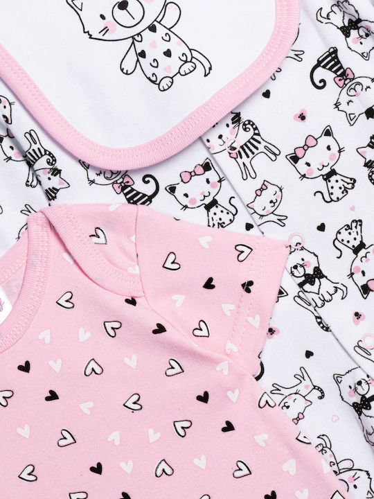 Funky Baby Bodysuit Set Short-Sleeved with Accessories Pink 8pcs