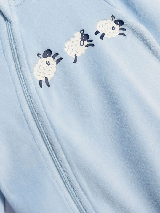 Funky Babystrampler Langärmliges Samt Hellblau