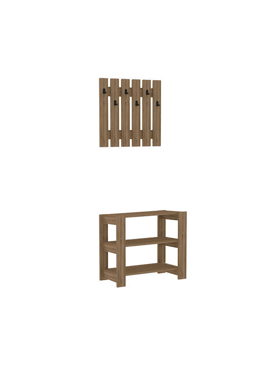 Friends Eingangsmöbel mit Garderobe & Schuhschrank Walnut 69.8x33.6x60cm