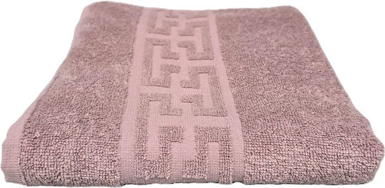 Kotonia Home Πετσέτα Προσώπου Greek Border 50x90εκ. Burnt Pink Βάρους 500gr/m²