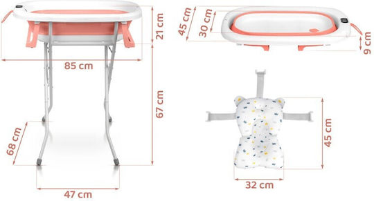 Ricokids Μπανιέρα Μωρού με Βάση με Θερμόμετρο Ροζ