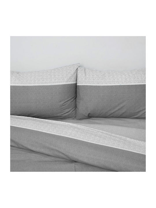 Anna Riska Sheet Sets Queen with Elastic 160x200+25cm. Premium 5010 Gray 4pcs
