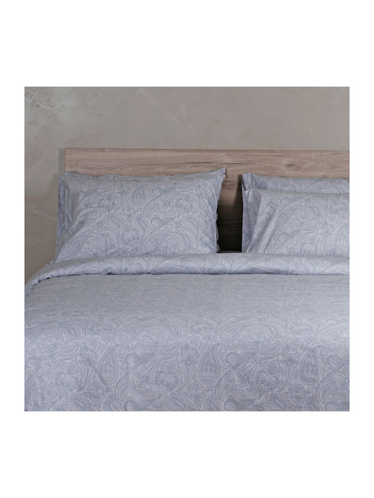 White Fabric Sheet Sets King Size 260x270cm. Delancy Gray 4pcs