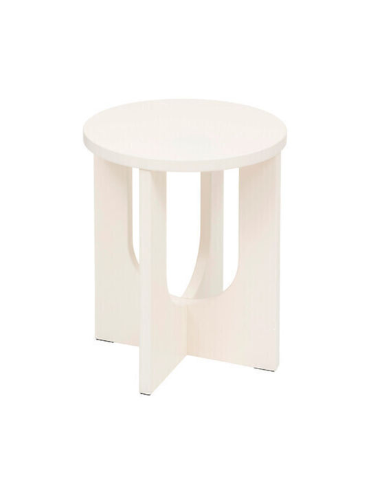 Στρογγυλό Βοηθητικό Τραπεζάκι Ξύλινο Ivory Μ40xΠ40εκ.