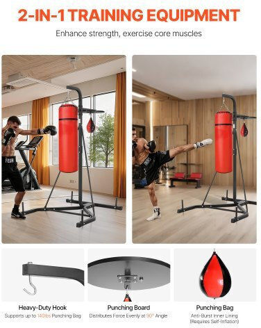 Vevor 2 In 1 Heavy Duty Punching Bag Frame Boxing Punching Fitness Stand Steel