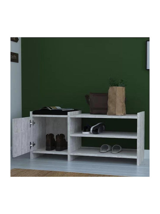 Sunno Wooden Shoe Organizer with 3 Shelves White Antique 100x35x44cm