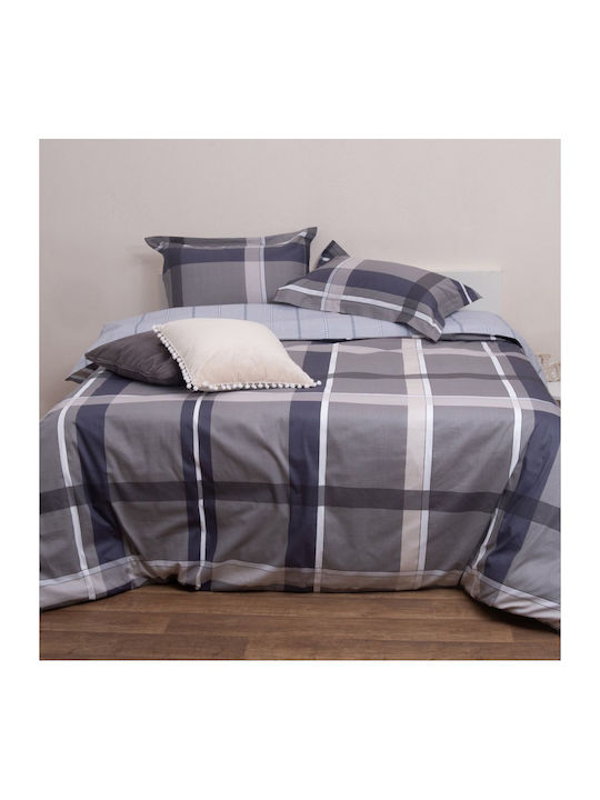 Viopros Bettdecken-Set Großes Doppelbett 220x240cm Newton Grey Satin Cotton 3Stück