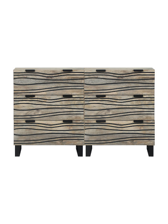 Chest of Drawers of Solid Wood White 60x33.5x75cm