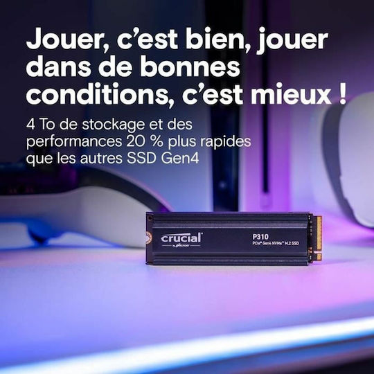 Crucial P310 SSD 4TB M.2 Type with PCI Express 4.0 Connection and Heatsink CT4000P310SSD5