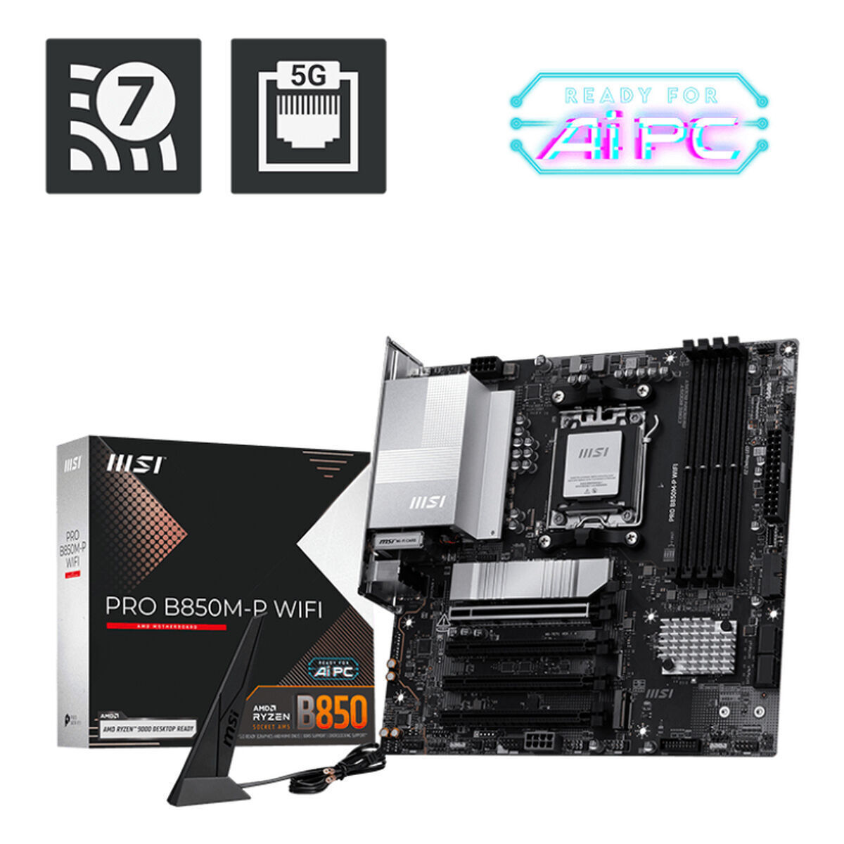 MSI Pro B850M-P Wifi Motherboard Micro ATX με AMD AM5 Socket 7E71-001R