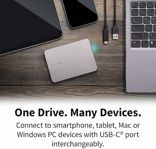 Toshiba Canvio Flex USB 3.2 Externe HDD 1TB 2.5" Silber