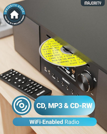 Majority Ηχοσύστημα 2.1 Quadriga 120W με CD / Digital Media / Network Player Player, WiFi και Bluetooth Μαύρο