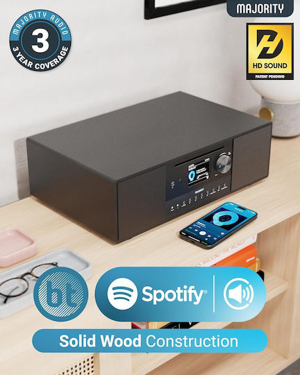 Majority Ηχοσύστημα 2.1 Quadriga 120W με CD / Digital Media / Network Player Player, WiFi και Bluetooth Μαύρο