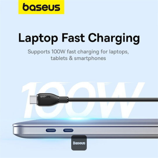 Baseus Зареждащ USB 2.0 Кабел USB-C Мъжки - USB-C 100W PD Черен 1.2m