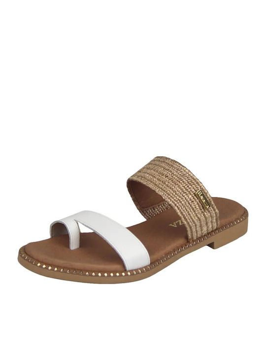 Leather Women's Flat Sandals Anatomic in White Color