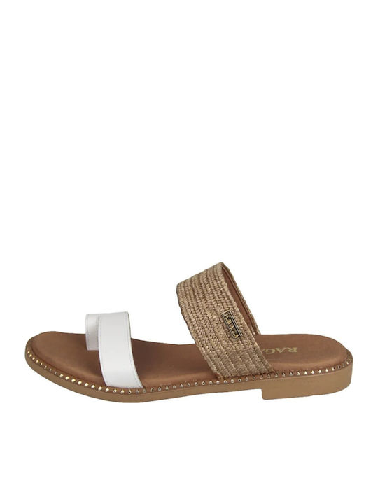 Leather Women's Flat Sandals Anatomic in White Color