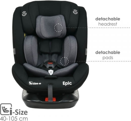 Bebe Stars Epic Καθισματάκι Αυτοκινήτου i-Size με Isofix Black 0-36 kg