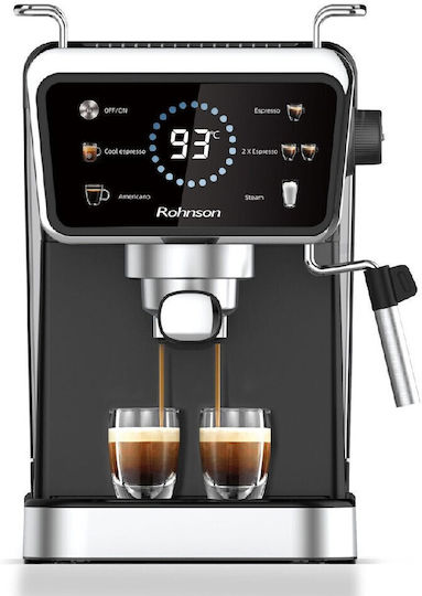 Rohnson Hot & Cold Μηχανή Espresso 1350W Πίεσης 20bar Μαύρη R-98015