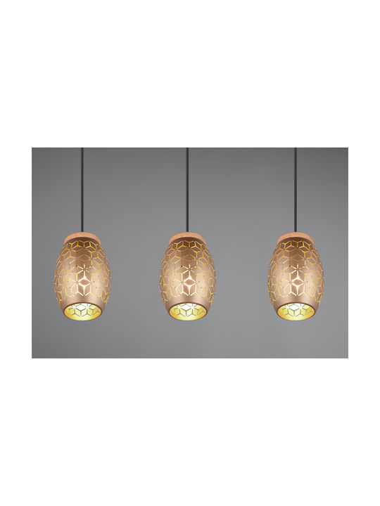 Trio Lighting Pendant Light Brown Rail with Socket E27 71x15x150cm