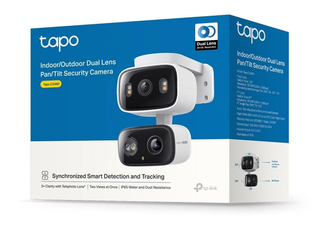 TP-LINK v1 IP Dual Κάμερα Παρακολούθησης Wi-Fi Full HD+ 3MP Αδιάβροχη με Αμφίδρομη Επικοινωνία (Tapo C246D)