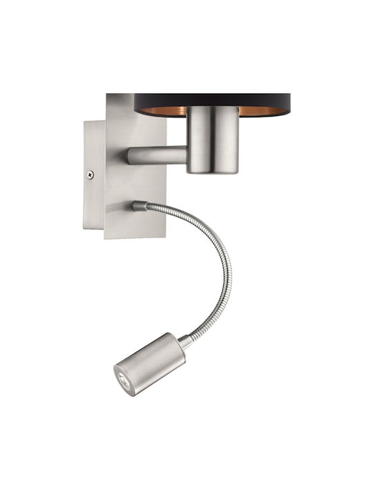 Eglo Pasteri Modern Lamp Wall with Socket E27 and Switch Black 15x15x38cm