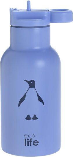 Ecolife Kids Water Bottle Thermos Stainless Steel with Straw Penguin 350ml