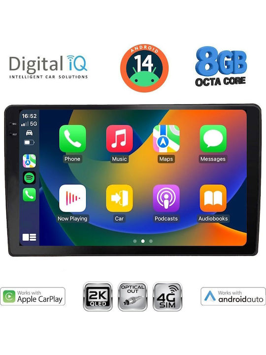 Digital IQ Car Audio System for Audi A4 2008-2015 (Bluetooth/USB/WiFi/GPS/Apple-Carplay/Android-Auto) with Touch Screen 10"