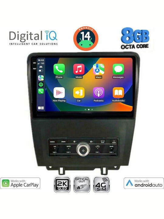 Digital IQ Car Audio System for Ford Mustang 2010-2015 (Bluetooth/USB/WiFi/GPS/Apple-Carplay/Android-Auto) with Touch Screen 9"