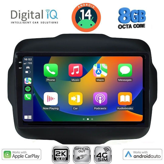 Digital IQ Ηχοσύστημα Αυτοκινήτου για Jeep Renegade 2014 (Bluetooth/USB/WiFi/GPS/Apple-Carplay/Android-Auto) με Οθόνη Αφής 9"