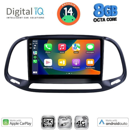 Digital IQ Ηχοσύστημα Αυτοκινήτου για Opel Combo Fiat Doblo 2015-2018 (Bluetooth/USB/WiFi/GPS/Apple-Carplay/Android-Auto) με Οθόνη Αφής 9"