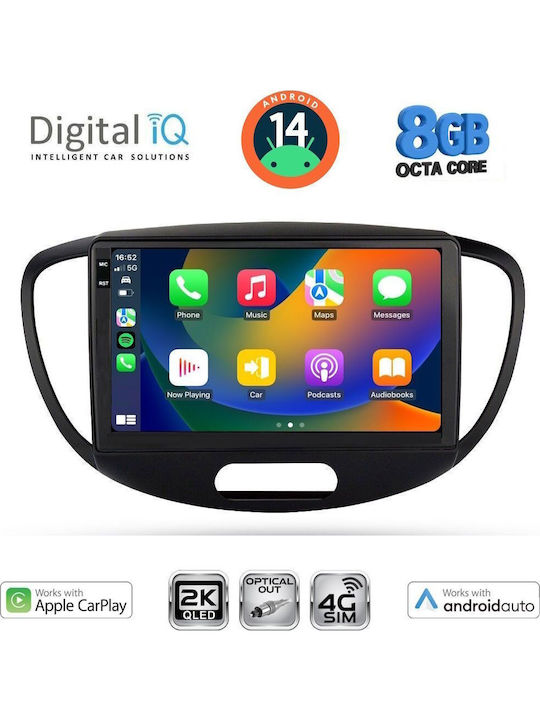 Digital IQ Auto-Audiosystem für Hyundai i10 2008-2013 (Bluetooth/USB/WiFi/GPS/Apple-Carplay/Android-Auto) mit Touchscreen 9"