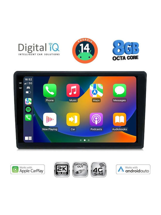 Digital IQ Auto-Audiosystem für Alfa Romeo Spinne / Brera 2004-2012 (Bluetooth/USB/WiFi/GPS/Apple-Carplay/Android-Auto) mit Touchscreen 9"