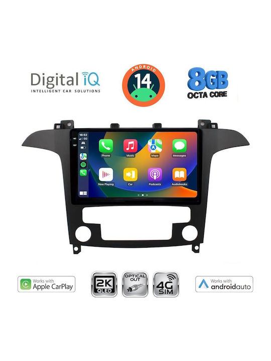 Digital IQ Car Audio System for Ford S-Max 2006-2014 with Clima (Bluetooth/USB/WiFi/GPS/Apple-Carplay/Android-Auto) with Touch Screen 9"