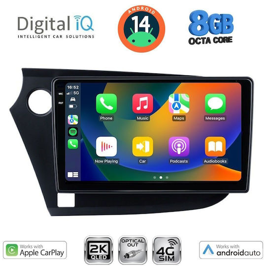 Digital IQ Car Audio System for Honda Insight 2009-2014 (Bluetooth/USB/WiFi/GPS/Apple-Carplay/Android-Auto) with Touch Screen 9"