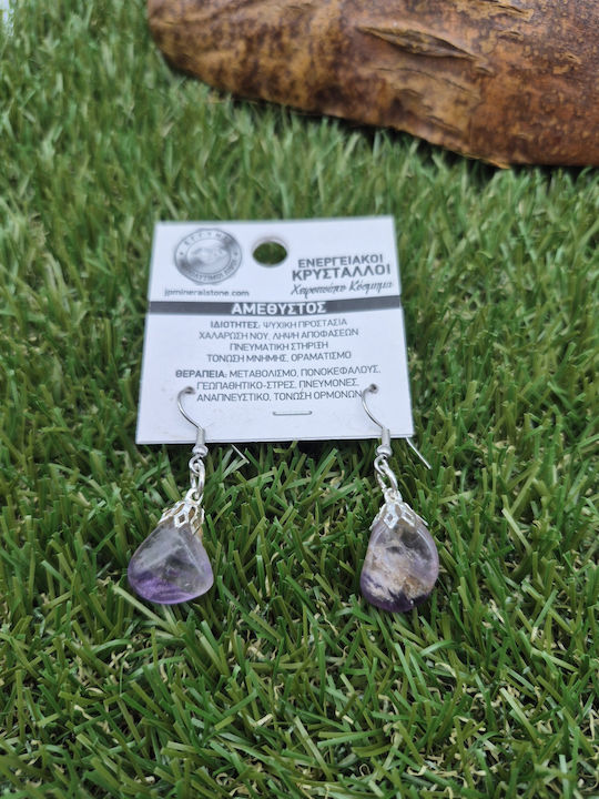 Ohrringe Anhänger Amethyst Verschluss Stahl