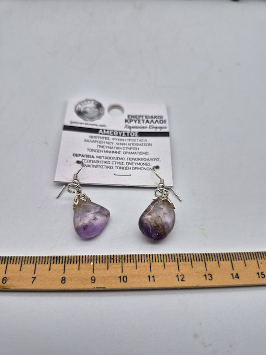 Ohrringe Anhänger Amethyst Verschluss Stahl