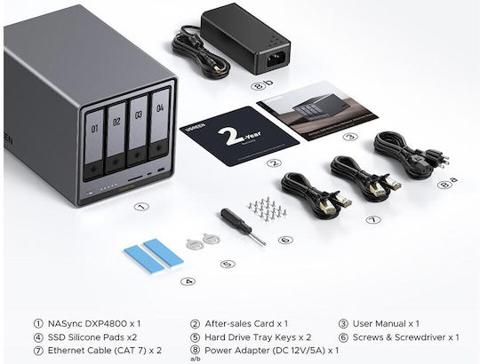 Ugreen DXP4800 Plus NAS Tower with 4 slots for HDD/SSD and 2