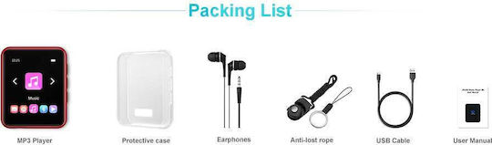 Joliker MP3 Player (32GB) with IPS Touch Screen 1.8" Red 764832274364
