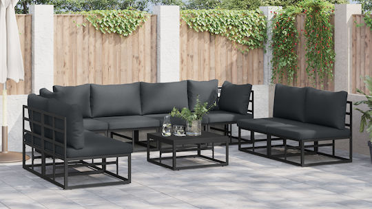 Set Camera De Zi Pentru Exterior 8 Piese Negru Cu Perne