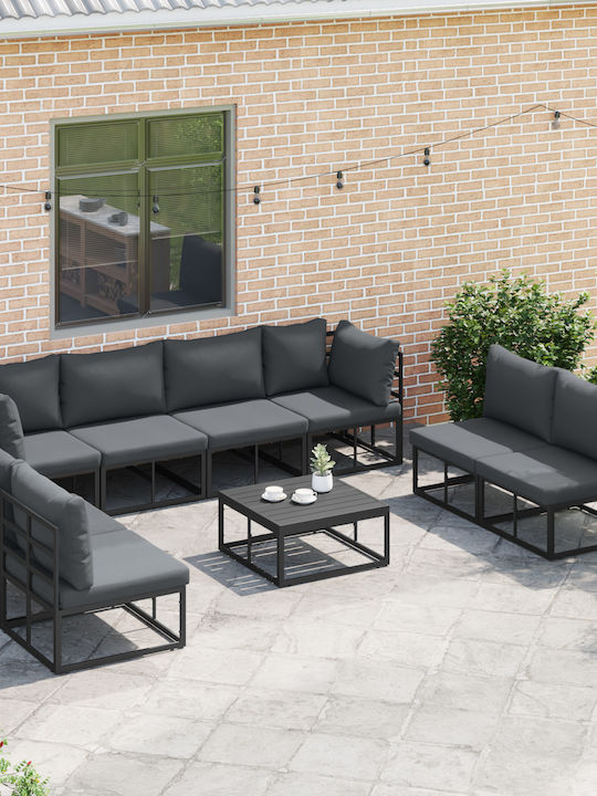 vidaXL Garden & Outdoor Furniture Sets Living Room Set Pieces Black with Pillows 8 Pieces