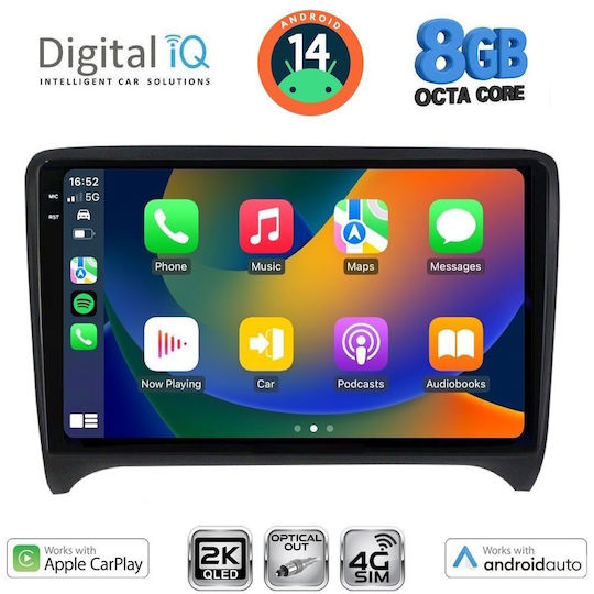Digital IQ Car Audio System for Audi TT 2007-2015 (Bluetooth/USB/WiFi/GPS/Apple-Carplay/Android-Auto) with Touch Screen 9"