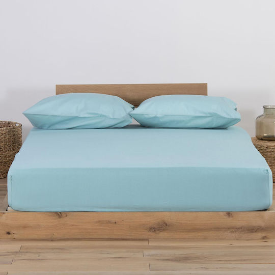 Nef-Nef Homeware Sheet Super-Double with Elastic 160x200+30cm. Jersey Green 109