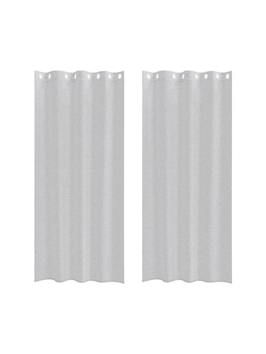vidaXL Gray Curtain Set with Grommets 140x225cm