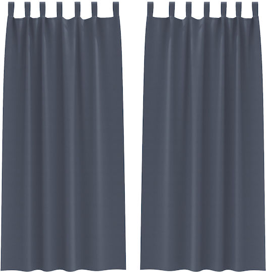 vidaXL Set Perdele Cu Bretele Gri 140x245 Cm